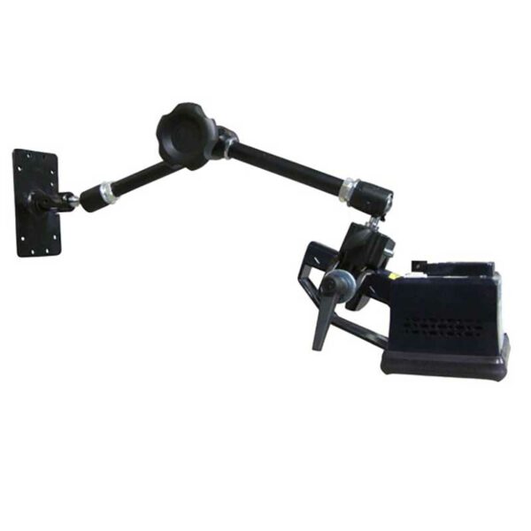 Wall bracket set for individual attachment and alignment or positioning of a UV-LED Handlamp for hands-free work