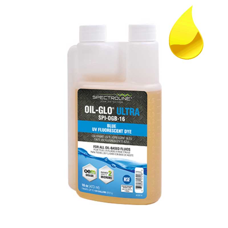 Dosing bottle Spectroline OIL-GLO 45 UV dye for leak detection (blue)