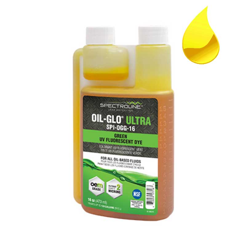 Dosing bottle Spectroline Oil-Glo 33 - green fluorescent dye for finding leaks in mineral oil circuits