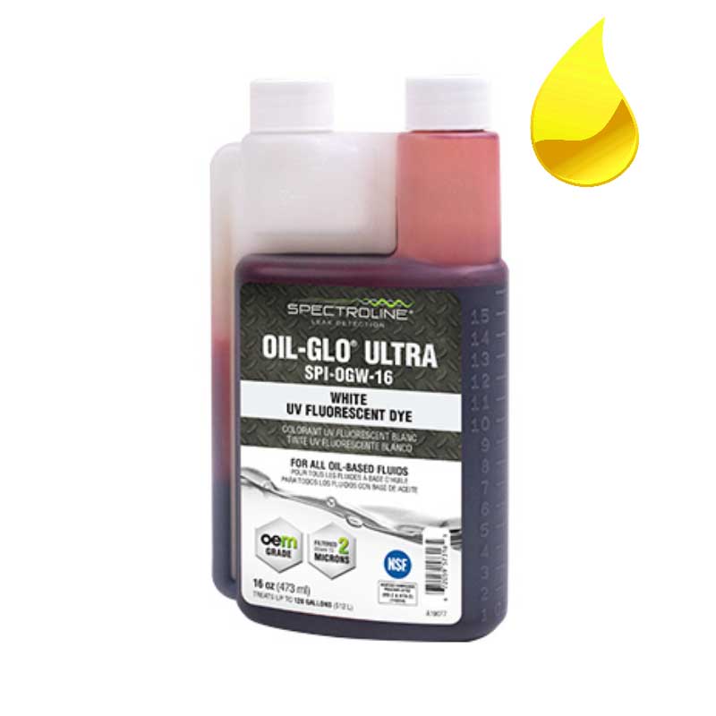 Image of a dispensing bottle OIL-Glo 30 Spectroline leak detection dye with white fluorescence for oily systems