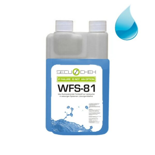 Dosing bottle for leak detection. Product WFS-81 blue fluorescent dye for water-based systems
